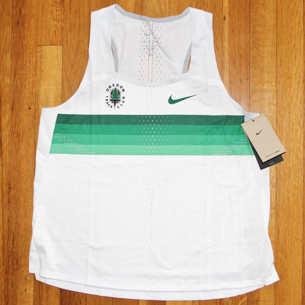 Nike Dri-Fit ADV Oregon Track Club Singlet Womens L White Green OTC